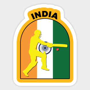 India Cricket Batsman India Flag Sticker